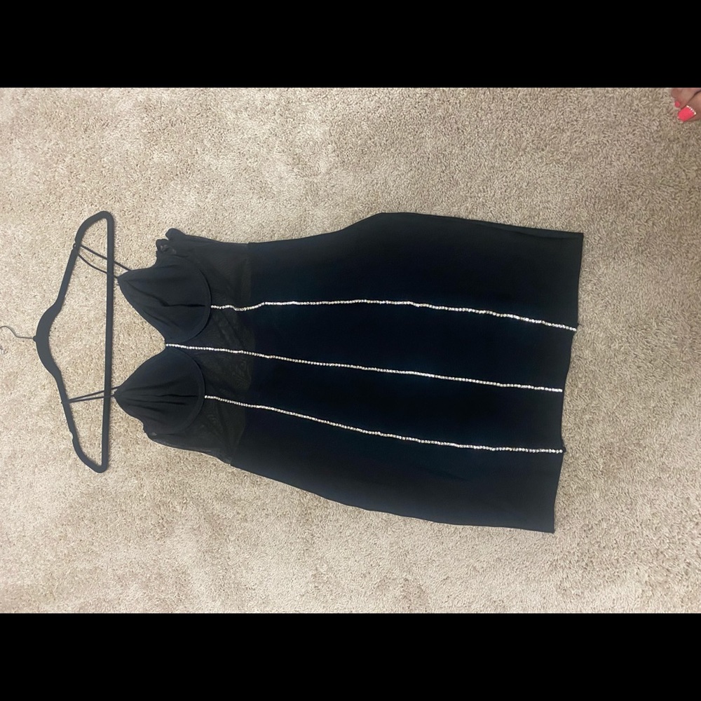 Women’s Black/Mesh Rhinestone Cocktail Dress